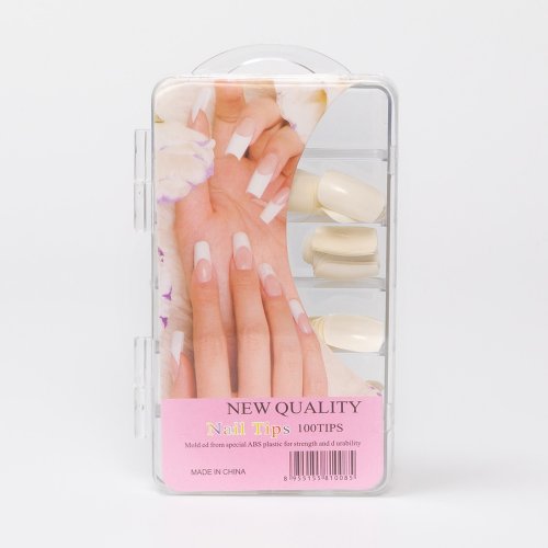 Set tipsuri manichiura, albe, 100 bucati