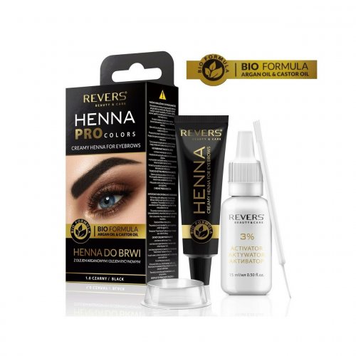 Vopsea de sprancene Revers Henna Pro Colors, Negru, 15ml