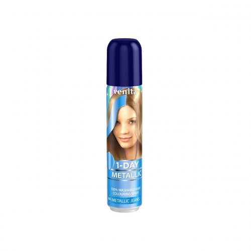 Spray colorant pentru par, fixativ, Venita, One Day Metallic Color, nr M4, Albastru Indigo, Metallic Jeans