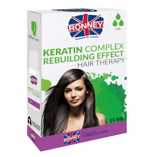 Ulei de par profesional pentru Netezire, Hair Oil Keratin Complex, Rebuilding Effect, Ronney, 15ml