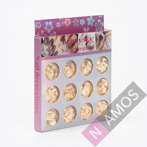 Foita Unghii Beauty Sky, Aurie, set 12 cutiute