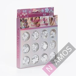 Foita Unghii Beauty Sky, Argintie, set 12 cutiute