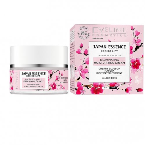 Eveline Cosmetics Japan Essence Cremă facială antirid iluminatoare pentru toate tipurile de ten, 50ml