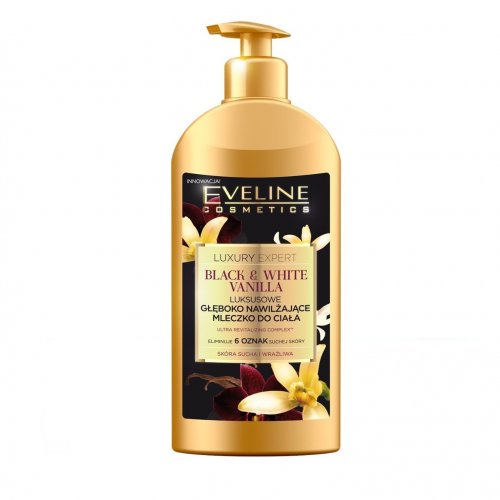 Lotiune de corp, Eveline Cosmetics, Luxury Expert Black & White Vanilla, 350 ml