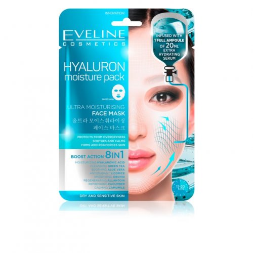 Masca de Fata Hidratare Intensa Ten cu Hialuron 8in1 Eveline Cosmetics Moisture Pack