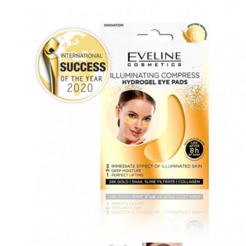 Patch-uri sub ochi Eveline Cosmetics 24K Gold and Snail Illuminating Compress Hydrogel Eye Pads