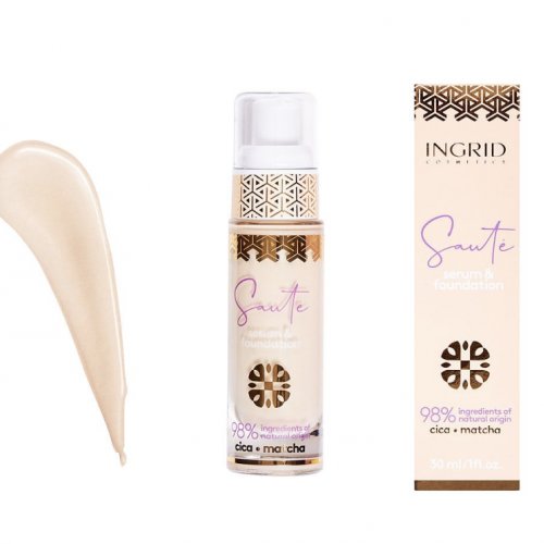 Fond de ten cu primer, Vegan, 01 Light Porcelain, Ingrid Cosmetics, 30ml