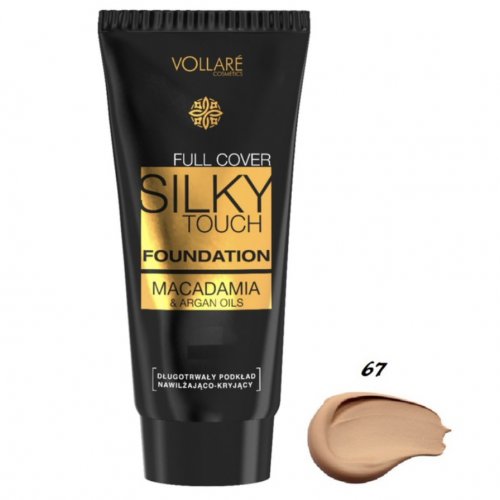 Fond de ten satinat cu putere mare de acoperire, Silky Touch Full Cover, Vollare Cosmetics, 30ml, 67 Sandy Beige