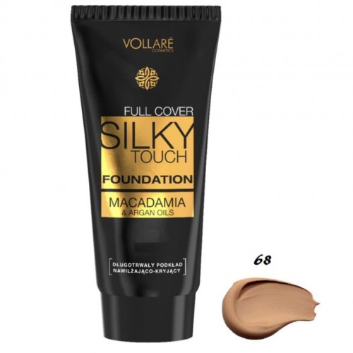 Fond de ten satinat cu putere mare de acoperire, Silky Touch Full Cover, VollareCosmetics, 30ml, 68 Caramel Beige
