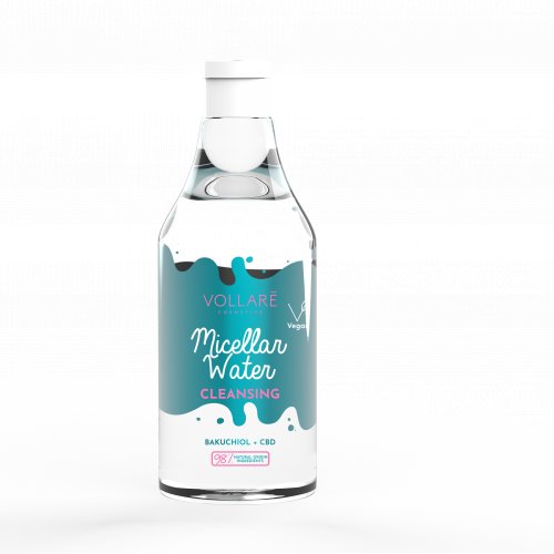 Apa micelara vegana, cu extract de Bakuchiol si CBD, Vollare Cosmetics, 300ml
