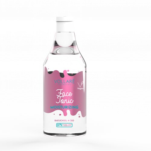 Toner de fata Vegan, cu extract de Bakuchiol si CBD, Vollare Cosmetics, 300ml