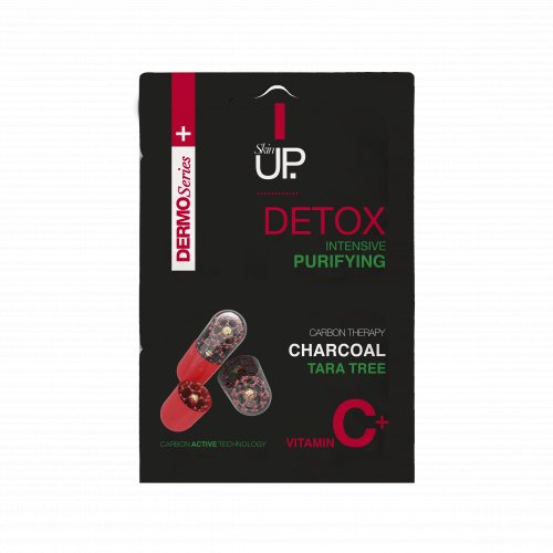 Masca de fata, 2 x 5ml, SkinUP, Detox Charcoal, Vitamina C, pentru curatare