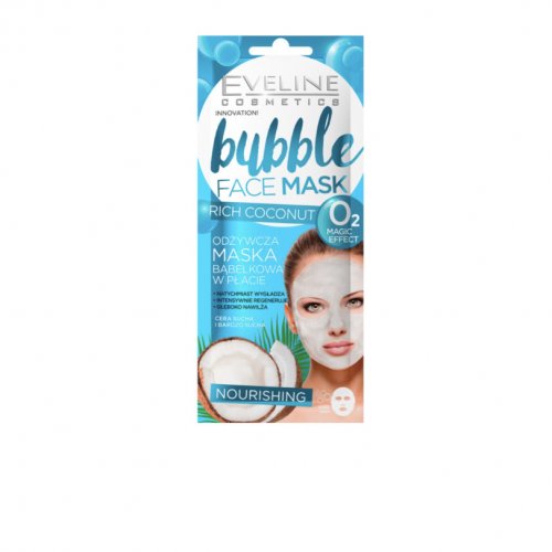 Masca de fata hidratanta, cu vitamine si cocos, Bubble Rich Coconut, Eveline Cosmetics