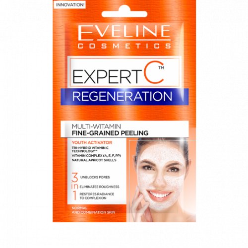 Masca pentru fata Eveline Expert C Peeling pentru regenerare, Eveline Cosmetics, 2 x 5 ml