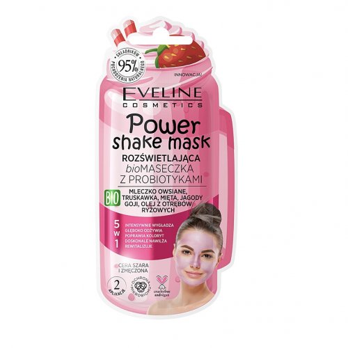Masca cu probiotice, Bio Strawberry, Power Shake Mask, Eveline Cosmetics
