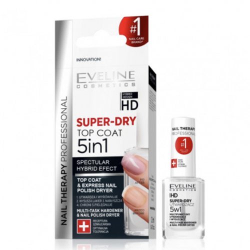 Top Coat intaritor de unghii, Super-Dry Top Coat, Eveline Cosmetics, 12ml