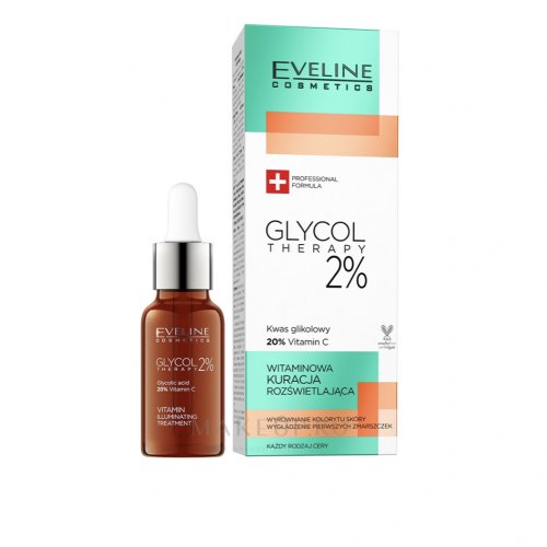 Ser tratament pentru iluminare cu Vitamina C si Acid Glicolic, Glycol Therapy, 2%, Eveline Cosmetics, 18ml