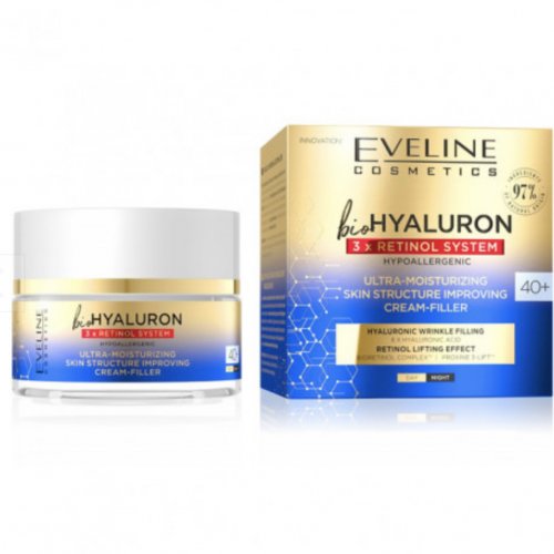 Crema de fata cu retinol, multi-hranitoare, BioHyaluron, 40+, Eveline Cosmetics, 50ml