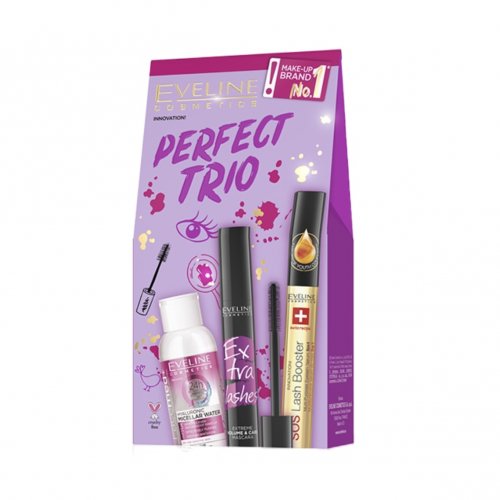 Caseta Cadou Perfect Trio, Lash Booster, Rimel si Apa Micelara, Eveline Cosmetics