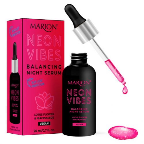 Ser de noapte echilibrant, pentru piele normala si mixta, Neon Vibes Lotus Flower, Marion, 20 ml