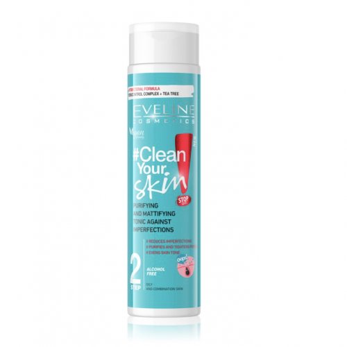 Toner pentru fata, anti-imperfectiuni, Clean your Skin, Eveline Cosmetics, 225ml