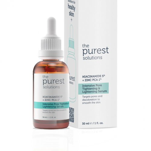 Ser pentru iluminarea fetei si minimizarea porilor Niacinamide 5% + Zinc PCA - Intensive Pore Tightening & Lightening Serum, The Purest Solution, 30ml
