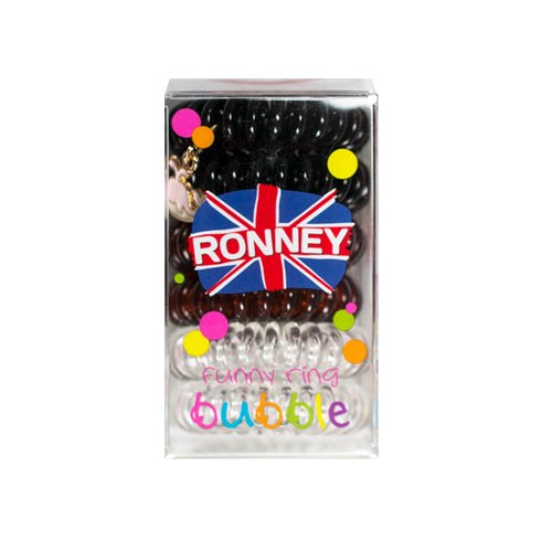 Inel de par din silicon, mix negru, maro si transparent, Set 6 Bucati, Ronney