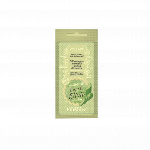 Peeling Vegan pentru fata, cu Castravete, Fresh Elixir, Vollare Cosmetics, 8ml