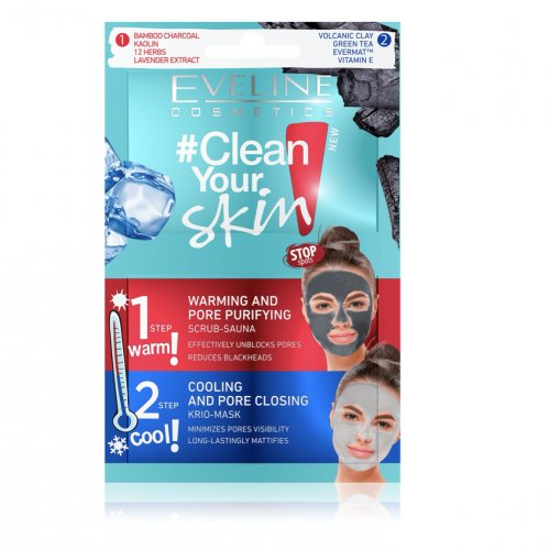 Masca de fata 2in1, de curatare si inchidere a porilor, Clean your Skin, Eveline Cosmetics,