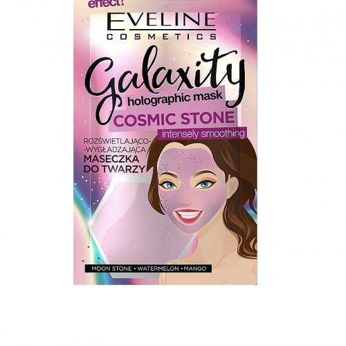 Masca de fata calmanta, cu pepene si mango, Galaxity Holographic, Eveline Cosmetics