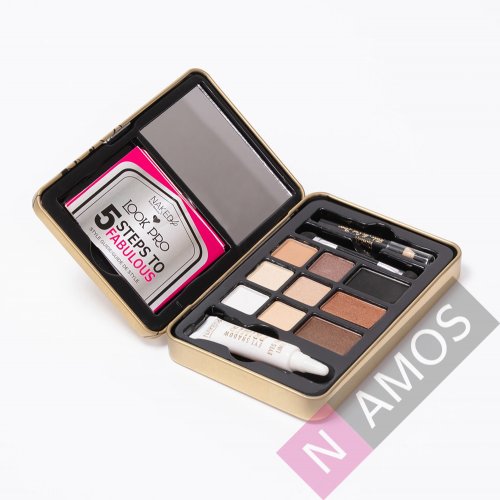 Trusa de farduri cu oglinda, dermatograf si primer pentru ochi, Look Pro Gold