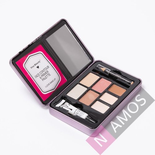 Trusa de farduri cu oglinda, dermatograf si primer pentaru ochi, Look Pro Pink