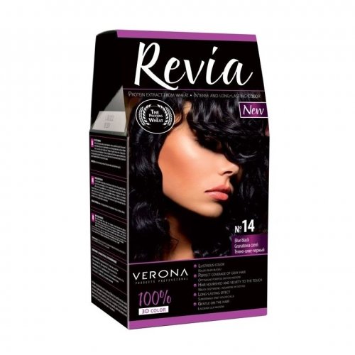 Vopsea de par, cu proteine, hidratanta, Revia, nr. 14 Negru-Albastrui